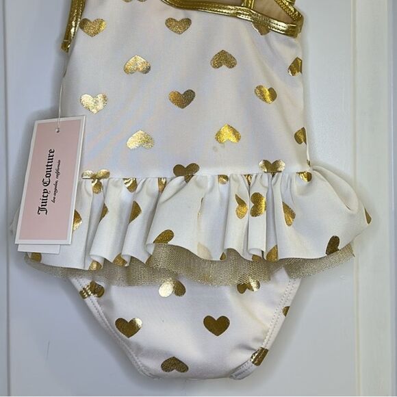 Juicy Couture Baby Girl Golden Hearts One Piece Swimsuit NEW Size 12 Month - Picture 7 of 7